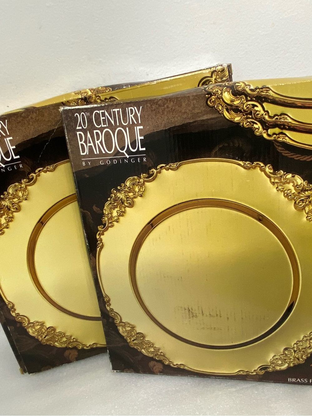 Godinger Gold Baroque Charger Plates. Two boxes available and 4 pieces in each